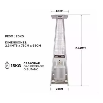 Calefactor Exterior Pirámide Gas Garrafa Fema