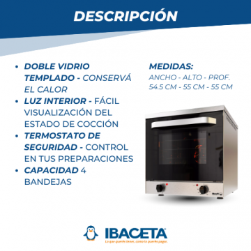 Descripción Horno convector electrico Dorato Morelli