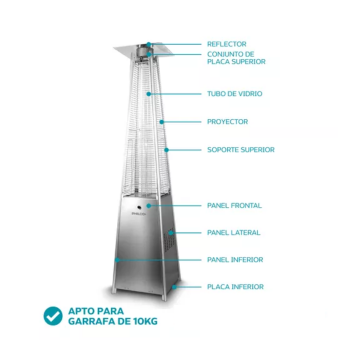 Calefactor Piramide Philco Exterior a Gas 13000K Con Ruedas CPCFEP1323P