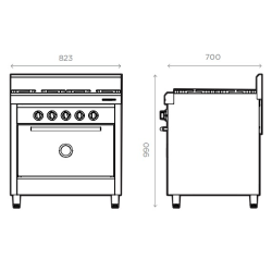 Cocina Sol Real 4 Hornallas 82 Cm 716 GNV