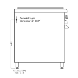 Cocina Brafh 700 Plancha Acero Inoxidable Esmerilado AISI430